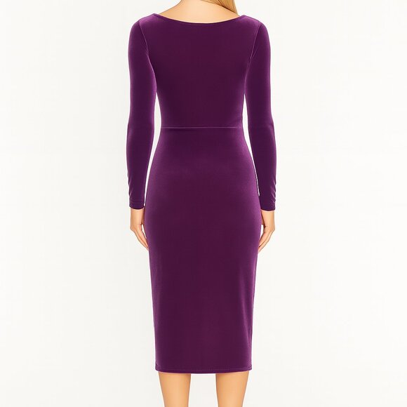 Abercrombie & Fitch deep Lavender Velvet Ruched Long Sleeve Dress Size XSP - Picture 2 of 5